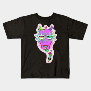 Trippy Devil Head with Snake Tongue Kids T-Shirt